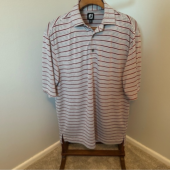 FootJoy Other - FootJoy Men's Striped Polo Shirt - Red, White, and Gray